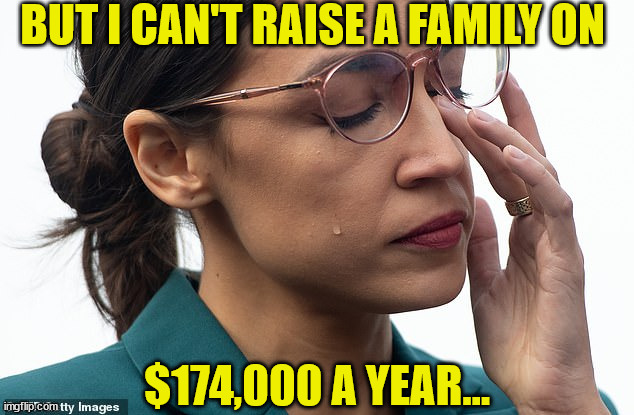 her brain is sweating | BUT I CAN'T RAISE A FAMILY ON $174,000 A YEAR... | image tagged in her brain is sweating | made w/ Imgflip meme maker