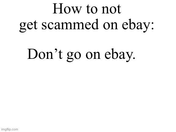Ms_memer_group rules | How to not get scammed on ebay:; Don’t go on ebay. | image tagged in ms_memer_group rules | made w/ Imgflip meme maker