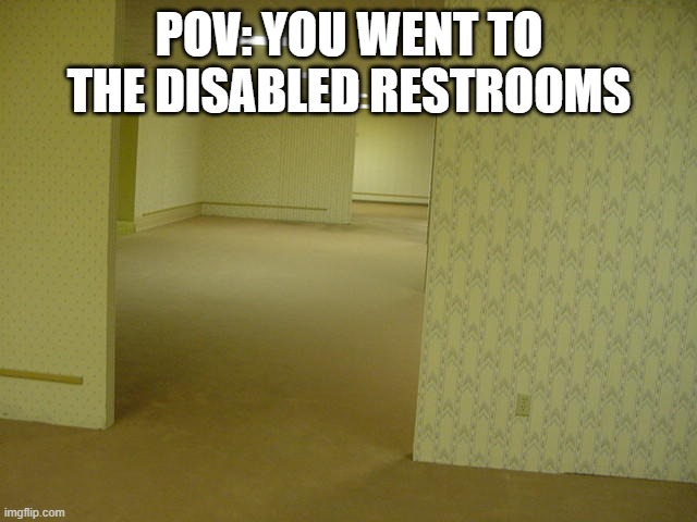 Random meme | POV: YOU WENT TO THE DISABLED RESTROOMS | image tagged in the backrooms | made w/ Imgflip meme maker