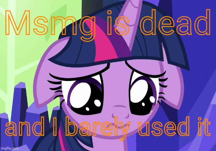 S a d | Msmg is dead; and I barely used it | image tagged in sad twilight mlp | made w/ Imgflip meme maker