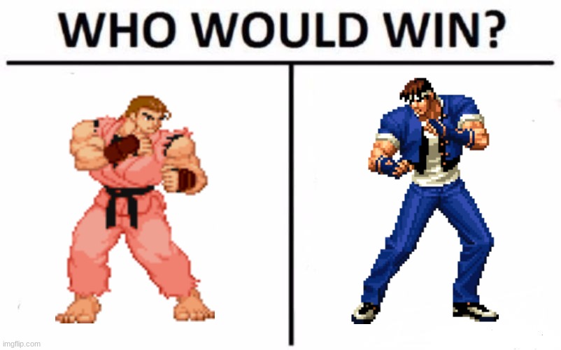 Dan vs Shingo: who y'all got? | image tagged in memes,who would win,capcom,snk,street fighter,king of fighters | made w/ Imgflip meme maker