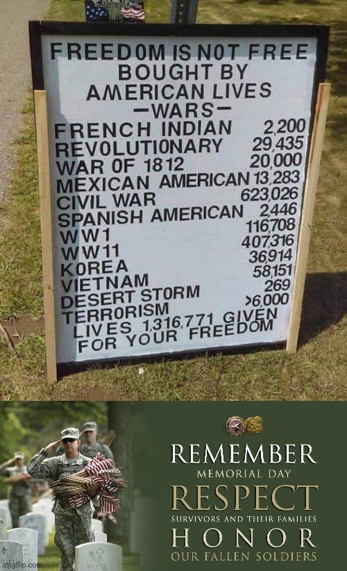 Happy Memorial Day. | image tagged in memorial day,fallen soldiers,remember,respect,honor | made w/ Imgflip meme maker