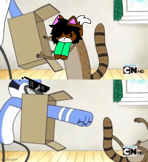 Mordecai Punches Rigby Through a Box | image tagged in mordecai punches rigby through a box | made w/ Imgflip meme maker