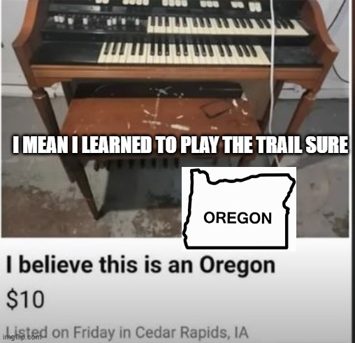 Oregon for Sale | I MEAN I LEARNED TO PLAY THE TRAIL SURE | image tagged in you had one job | made w/ Imgflip meme maker