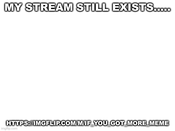 not a stream ad | MY STREAM STILL EXISTS..... HTTPS://IMGFLIP.COM/M/IF_YOU_GOT_MORE_MEME | image tagged in not stream advertising | made w/ Imgflip meme maker