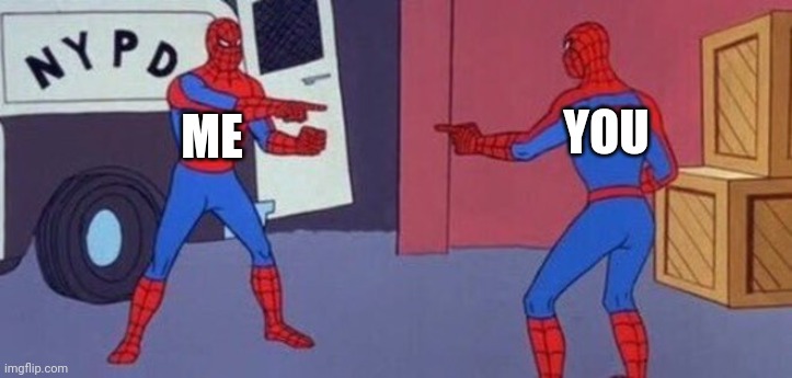 double spider-man | YOU ME | image tagged in double spider-man | made w/ Imgflip meme maker