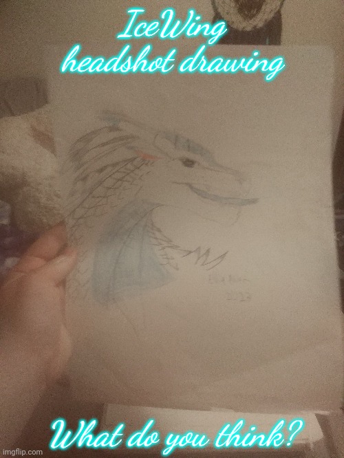 Rate a scale of 1-10 | IceWing headshot drawing; What do you think? | image tagged in icewing,drawing | made w/ Imgflip meme maker