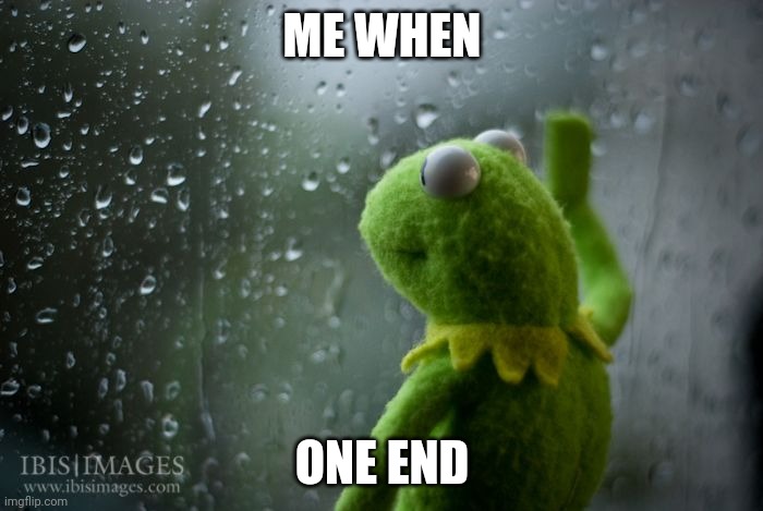 kermit window | ME WHEN ONE END | image tagged in kermit window | made w/ Imgflip meme maker