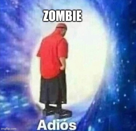Adios | ZOMBIE | image tagged in adios | made w/ Imgflip meme maker
