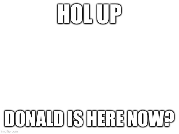 HOL UP; DONALD IS HERE NOW? | made w/ Imgflip meme maker