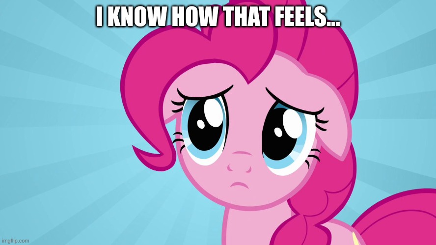 Pinkie Pie Sad Face | I KNOW HOW THAT FEELS... | image tagged in pinkie pie sad face | made w/ Imgflip meme maker