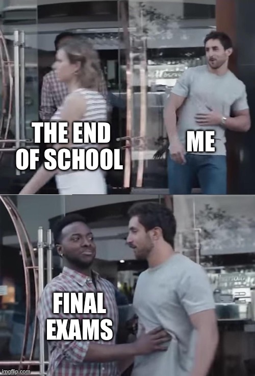 I have them this week, then I’ll be a senior in the fall | ME; THE END OF SCHOOL; FINAL EXAMS | image tagged in bro not cool,memes,school,exams,finals | made w/ Imgflip meme maker