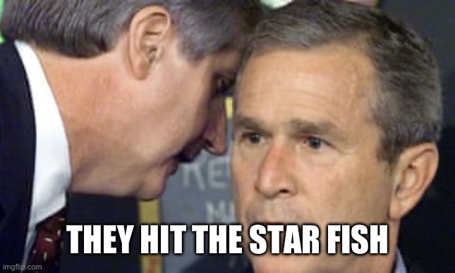 George Bush 9/11 | THEY HIT THE STAR FISH | image tagged in george bush 9/11 | made w/ Imgflip meme maker