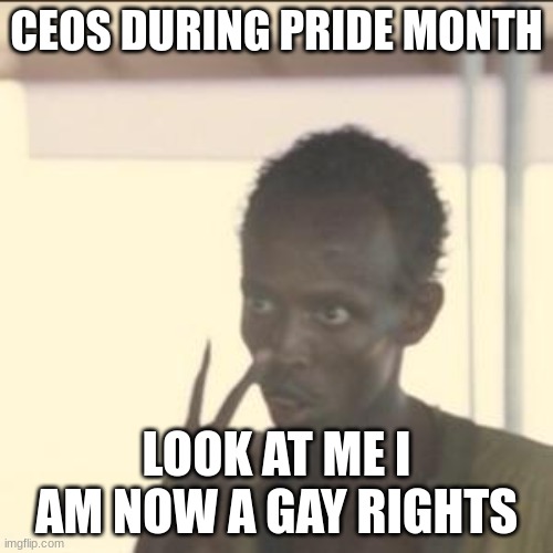 prepare yourselves boys | CEOS DURING PRIDE MONTH; LOOK AT ME I AM NOW A GAY RIGHTS | image tagged in memes,look at me | made w/ Imgflip meme maker