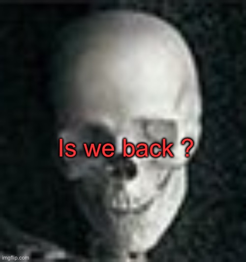 . | Is we back ? | image tagged in skull | made w/ Imgflip meme maker