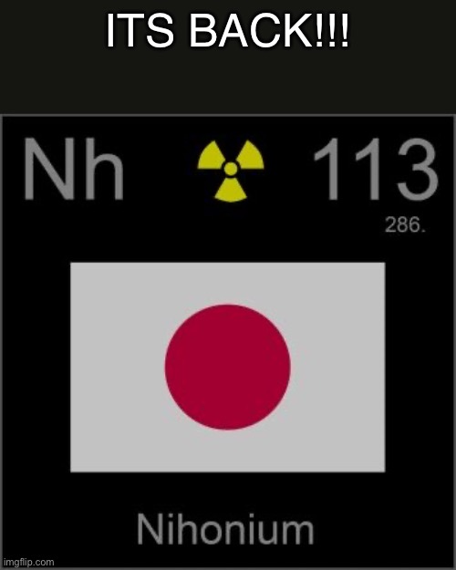 Nihonium’s template | ITS BACK!!! | image tagged in nihonium s template | made w/ Imgflip meme maker