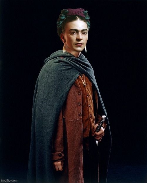 image tagged in frida kahlo,frodo,mexico,the lord of the rings,artist,the hobbit | made w/ Imgflip meme maker