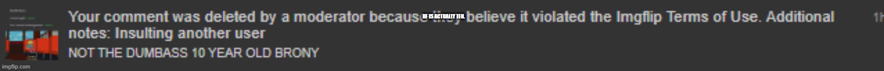 HE IS ACTUALLY TEN. | made w/ Imgflip meme maker