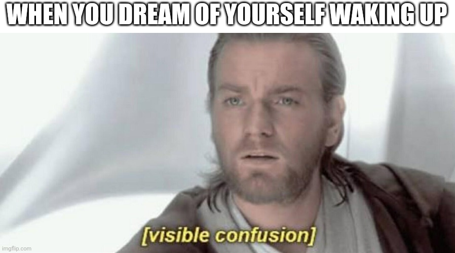 . | WHEN YOU DREAM OF YOURSELF WAKING UP | image tagged in visible confusion | made w/ Imgflip meme maker