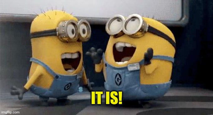 Excited Minions Meme | IT IS! | image tagged in memes,excited minions | made w/ Imgflip meme maker