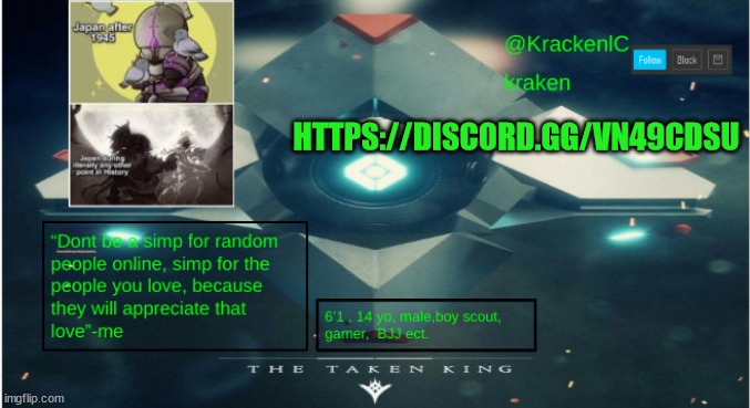 kraken destiny temp | HTTPS://DISCORD.GG/VN49CDSU | image tagged in kraken destiny temp | made w/ Imgflip meme maker