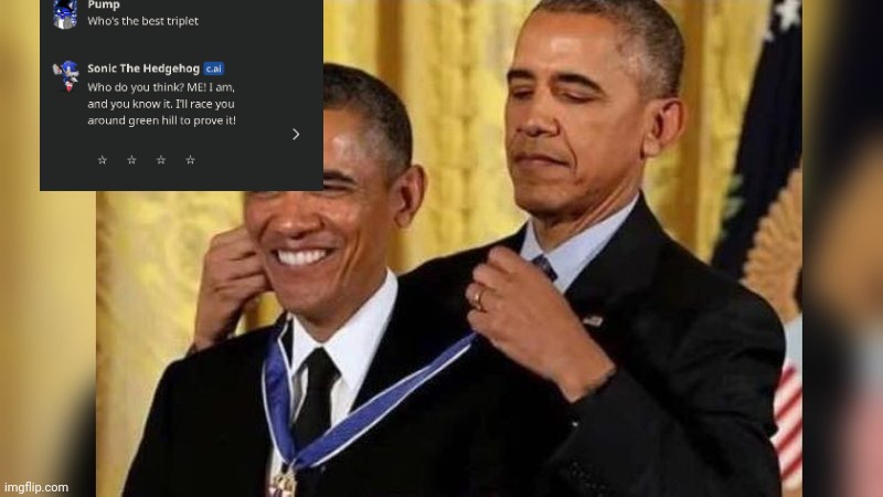 Obama giving Obama award | image tagged in obama giving obama award | made w/ Imgflip meme maker