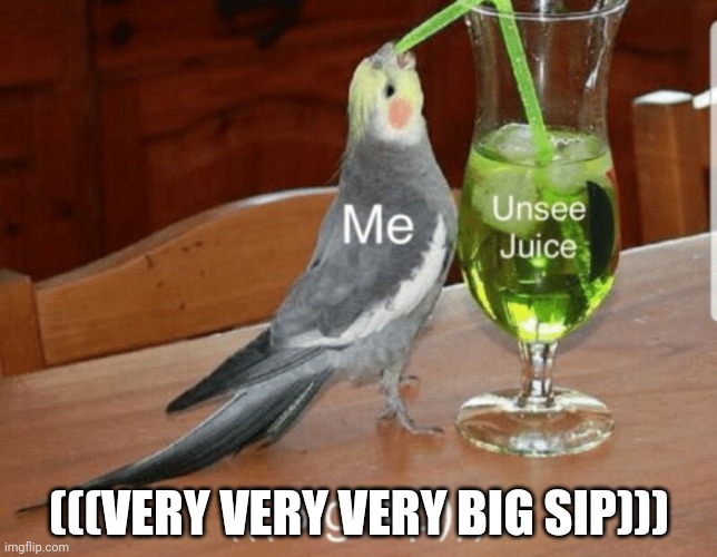 Unsee juice | (((VERY VERY VERY BIG SIP))) | image tagged in unsee juice | made w/ Imgflip meme maker