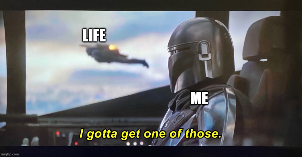 I think we all do. | LIFE; ME | image tagged in i gotta get one of those,the mandalorian,life | made w/ Imgflip meme maker