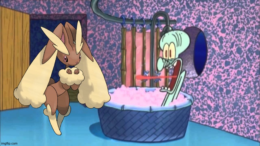 Lopunny goes to Squidward's house | image tagged in who dropped by squidward's house,pokemon | made w/ Imgflip meme maker