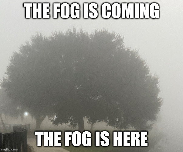Come OUT of the FOG 2022 | THE FOG IS COMING; THE FOG IS HERE | image tagged in come out of the fog 2022 | made w/ Imgflip meme maker