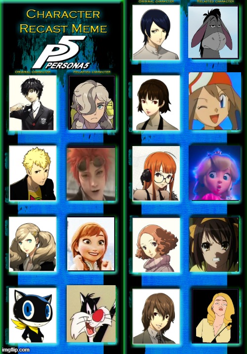 persona 5 recast | image tagged in persona 5 recast,persona 5,video games,rpg,gaming | made w/ Imgflip meme maker