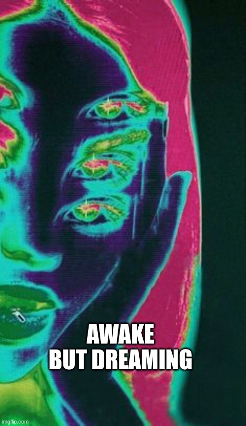 3am tho | AWAKE BUT DREAMING | image tagged in melanie martinez | made w/ Imgflip meme maker