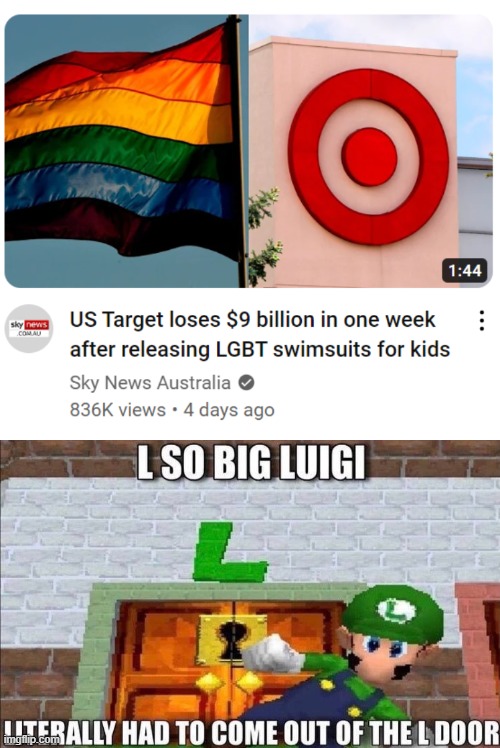 L Target | image tagged in l so big luigi had to come out the l door | made w/ Imgflip meme maker