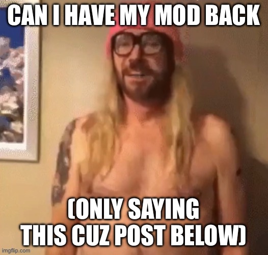 Speech bubble | CAN I HAVE MY MOD BACK; (ONLY SAYING THIS CUZ POST BELOW) | image tagged in speech bubble | made w/ Imgflip meme maker