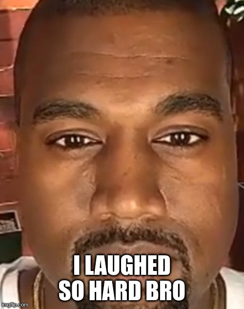 Kanye West Stare | I LAUGHED SO HARD BRO | image tagged in kanye west stare | made w/ Imgflip meme maker