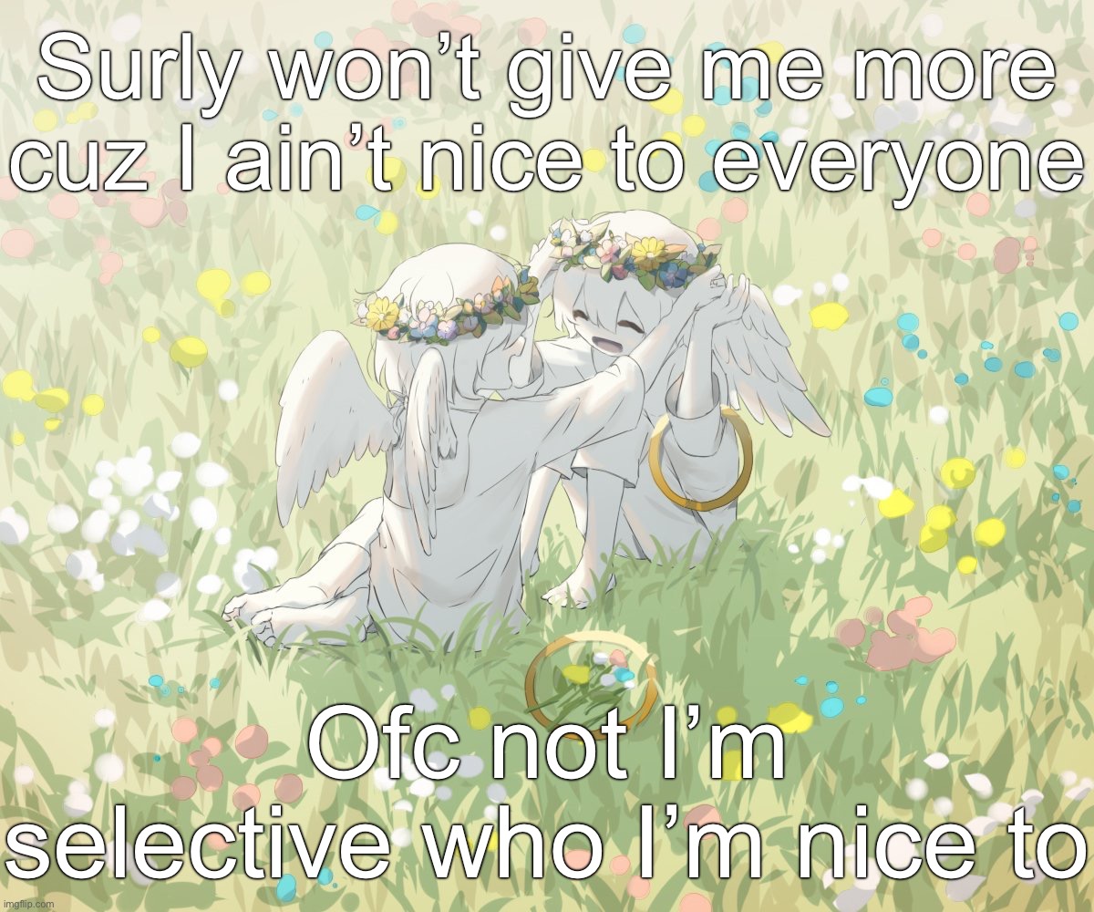 Avogado6 | Surly won’t give me more cuz I ain’t nice to everyone; Ofc not I’m selective who I’m nice to | image tagged in avogado6 | made w/ Imgflip meme maker