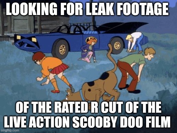 R Cut | LOOKING FOR LEAK FOOTAGE; OF THE RATED R CUT OF THE LIVE ACTION SCOOBY DOO FILM | image tagged in scooby doo search | made w/ Imgflip meme maker