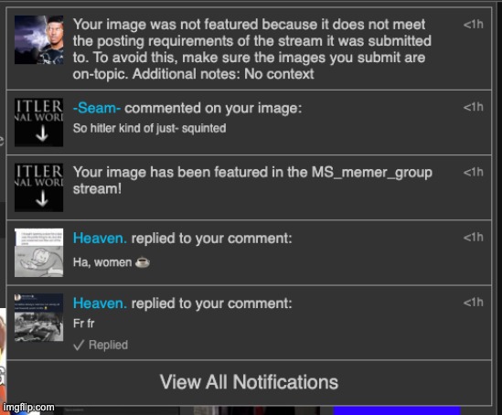 last 5 notifs | made w/ Imgflip meme maker