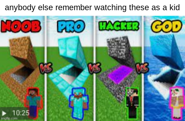 i watched these 24/7 bro (as a kid) | anybody else remember watching these as a kid | image tagged in mc,noob,pro,hacker,god | made w/ Imgflip meme maker