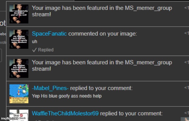 last 5 notifs trend | made w/ Imgflip meme maker