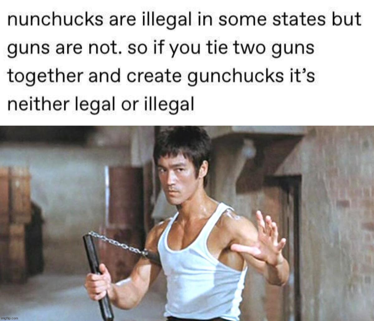 image tagged in bruce lee nunchucka | made w/ Imgflip meme maker