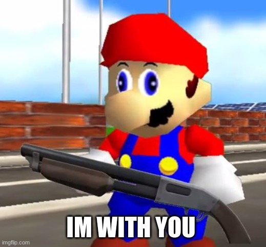 SMG4 Shotgun Mario | IM WITH YOU | image tagged in smg4 shotgun mario | made w/ Imgflip meme maker