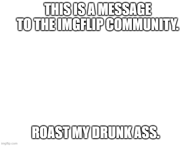 I've heard it all. LETS SEE WHAT Y'ALL GOT! | THIS IS A MESSAGE TO THE IMGFLIP COMMUNITY. ROAST MY DRUNK ASS. | image tagged in roast | made w/ Imgflip meme maker