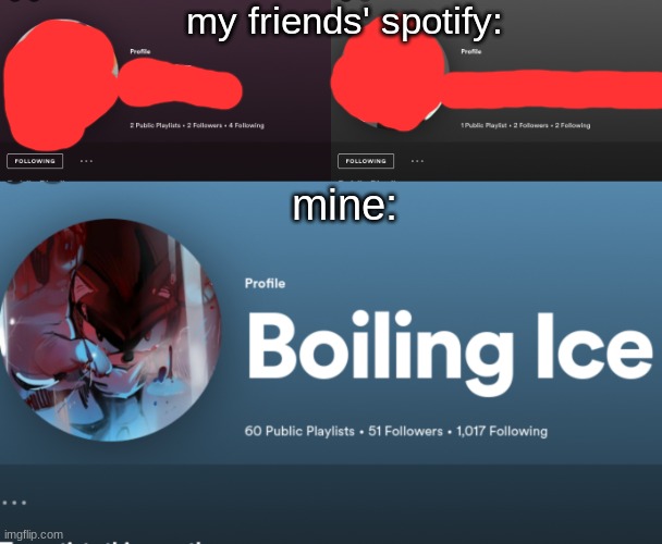 bro they barely use it and then there's me :skull: i actually have 71 playlists | my friends' spotify:; mine: | made w/ Imgflip meme maker