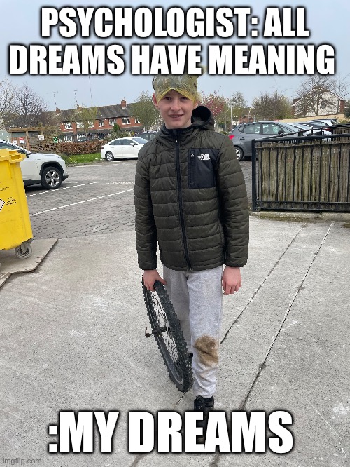 All dreams have meaning | PSYCHOLOGIST: ALL DREAMS HAVE MEANING; :MY DREAMS | image tagged in funny | made w/ Imgflip meme maker