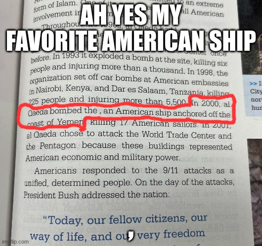 My Favorite History Fact | AH YES MY FAVORITE AMERICAN SHIP; , | made w/ Imgflip meme maker