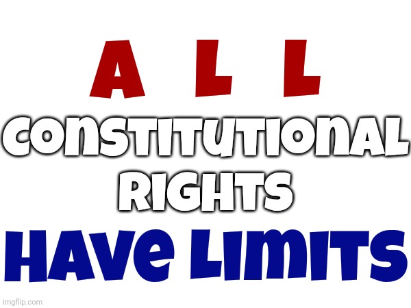 Constitutional Rights Are NOT Absolute And They NEVER Have Been.  Your Rights Do NOT Out Weigh Public Safety | A   L   L; Constitutional Rights; Have Limits | image tagged in the constitution,civil rights,constitutional rights aren't absolute,public safety,memes,right to life free of fear and harm | made w/ Imgflip meme maker