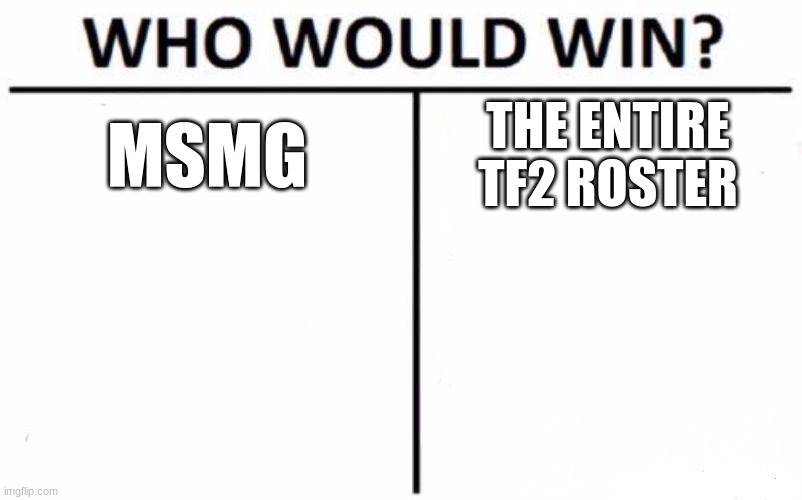 Who would win? | MSMG; THE ENTIRE TF2 ROSTER | image tagged in memes,who would win | made w/ Imgflip meme maker