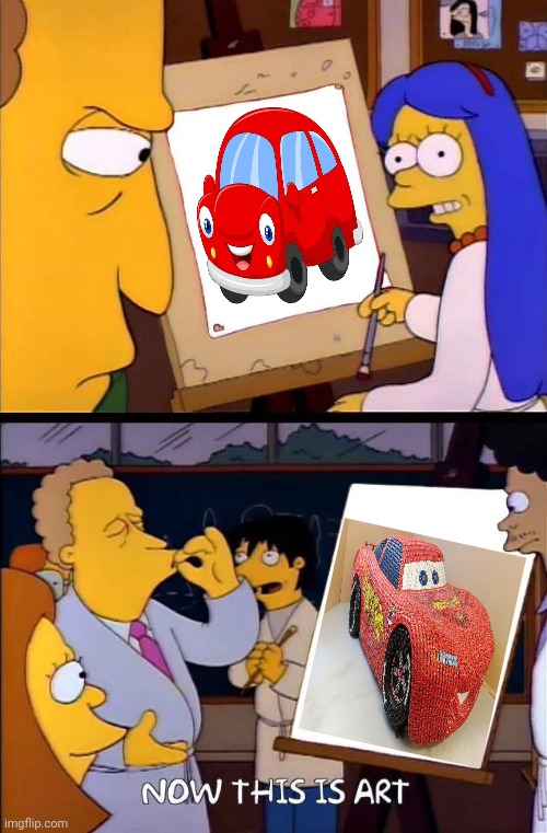 Lightning McQueen such art | image tagged in now this is art,lightning mcqueen,cars,car,toy,memes | made w/ Imgflip meme maker