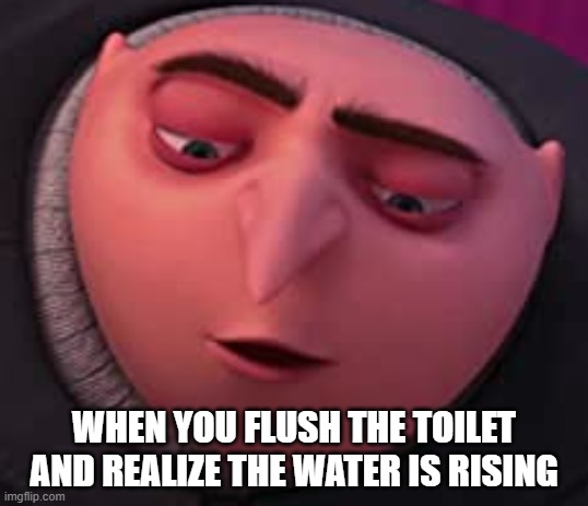 WHEN YOU FLUSH THE TOILET AND REALIZE THE WATER IS RISING | made w/ Imgflip meme maker